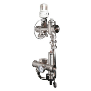 ᐉ Насосно-смесительный узел с термоголовкой VALTEC VALMIX без насоса (монтажная длина 130 мм) / Модуль для подключения к гребенке водяного теплого пола ✔️ фото | ⏩ Pro-Greem