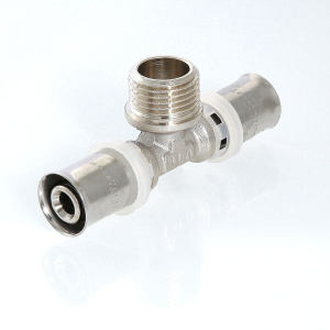 ᐉ Тройник 20 мм х 1/2" нар.р. х 20 мм для труб из сшитого полиэтилена и металлопластика 20(2,0) VALTEC / Пресс-фитинг под резьбовое соединение ✔️ фото | ⏩ Pro-Greem