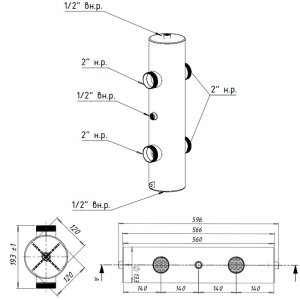 ᐉ Гидрострелка Север R-140 (140 кВт) 2" нар.р., круглый профиль / Гидравлический разделитель для подключения котла, распределительного коллектора ✔️ фото | ⏩ Pro-Greem