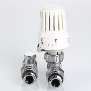 ᐉ Комплект терморегулирующий прямой 1/2"x3/4" VALTEC для подключения радиатора отопления: термоголовка, настроечный и термостатический клапаны ✔️ фото | ⏩ Pro-Greem
