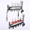 ᐉ Коллектор 4 выхода 3/4" НЕРЖ с регул. клапанами, расходомерами VALTEC 90 С, 9 бар, 1" / Распределительная гребенка для теплого пола, радиаторов VTc.589.EMNX.0604 ✅ фото | VALTEC ⭐ Pro-Greem