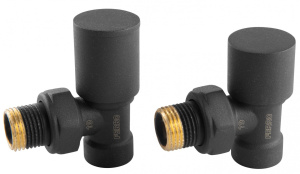 ᐉ Комплект радиаторный Ferro угловой Антрацит (черный матовый) 1/2"н.р.-в.р. с регулировочным и отсекающим клапанами для бокового подключения радиатора ✔️ фото | ⏩ Pro-Greem