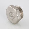 ᐉ Пробка резьбовая на трубу 1/2" нар.р. VALTEC, латунная / Никелированная заглушка с наружной резьбой для проходного коллектора, трубы ДУ 15 VTr.583.N.0004 ✅ фото | VALTEC ⭐ Pro-Greem