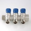 ᐉ Коллектор с регул. вентилями 3/4"x 3 выхода 1/2" нар.р. VALTEC латунный с красными и синими ручками / Распределительная гребенка для воды, отопления VTc.560.N.0503 ✅ фото | VALTEC ⭐ Pro-Greem