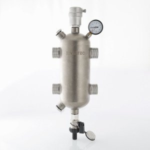 ᐉ Гидрострелка из нержавеющей стали 1" 120 кВт VALTEC, с манометром и воздухоотводчиком / Гидравлический разделитель для подключения котла отопления ✔️ фото | ⏩ Pro-Greem