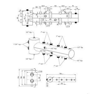 ᐉ Распределительный коллектор с гидрострелкой Север R-Т4 (4 контура) до 50 кВт, 1 1/4" x 1" для котла отопления и насосных групп, круглый профиль ✔️ фото | ⏩ Pro-Greem