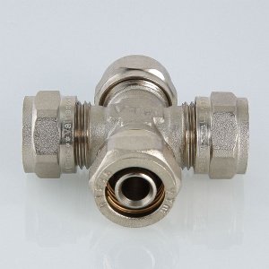 ᐉ Крестовина обжимная 16 мм для металлопластиковых труб 16(2,0) VALTEC равнопроходная / Латунный фитинг для соединения трубопровода из металлопластика ✔️ фото | ⏩ Pro-Greem