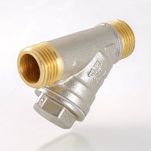 ᐉ Фильтр косой сетчатый 1/2" НР VALTEC с сеткой 500 мкм, латунный никелированный, 20 бар / Грязевик грубой очистки воды ДУ15 со сливной пробкой ✔️ фото | ⏩ Pro-Greem