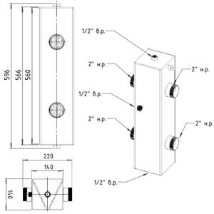 ᐉ Гидрострелка Север 140 (140 кВт) 2" нар.р., квадратный профиль / Гидравлический разделитель для подключения котла, коллектора системы отопления ✔️ фото | ⏩ Pro-Greem