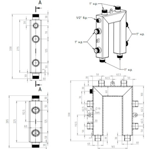 ᐉ Распределительный коллектор кольцевой Север KLK3 (3 контура) до 50 кВт, 1" для обвязки котла отопления и насосных групп, квадратный профиль ✔️ фото | ⏩ Pro-Greem