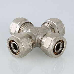 ᐉ Крестовина обжимная 16 мм для металлопластиковых труб 16(2,0) VALTEC равнопроходная / Латунный фитинг для соединения трубопровода из металлопластика ✔️ фото | ⏩ Pro-Greem