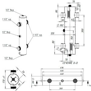 ᐉ Гидрострелка Север R-100 (100 кВт) 1 1/2" нар.р., круглый профиль / Гидравлический разделитель для подключения котла, коллектора системы отопления ✔️ фото | ⏩ Pro-Greem