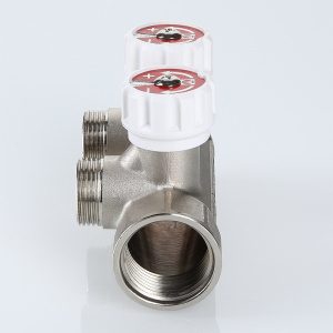 ᐉ Коллектор латунный 1" x 4 выхода 3/4" (евроконус) с регулирующими вентилями VALTEC / Распределительная гребенка на 4 контура для водоснабжения ✔️ фото | ⏩ Pro-Greem