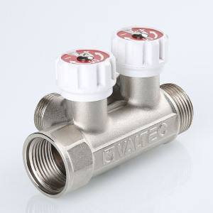 ᐉ Коллектор латунный 1" x 3 выхода 3/4" (евроконус) с регулирующими вентилями VALTEC / Распределительная гребенка на 3 контура для водоснабжения ✔️ фото | ⏩ Pro-Greem