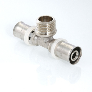 ᐉ Тройник 26 мм х 1/2" нар.р. х 26 мм для труб из сшитого полиэтилена и металлопластика 26(3,0) VALTEC / Пресс-фитинг под резьбовое соединение ✔️ фото | ⏩ Pro-Greem