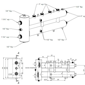 ᐉ Распределительный коллектор с гидрострелкой Север R-М2+1 (3 контура) до 70 кВт, 1 1/4" x 1" для котла отопления и насосных групп, круглый профиль ✔️ фото | ⏩ Pro-Greem
