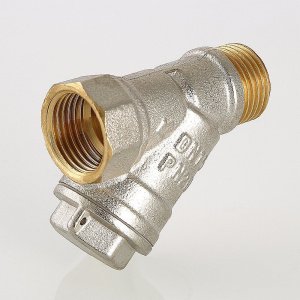 ᐉ Фильтр косой сетчатый 1/2" ВР-НР VALTEC с сеткой 500 мкм, латунный никелированный, 20 бар / Грязевик грубой очистки воды ДУ15 со сливной пробкой ✔️ фото | ⏩ Pro-Greem